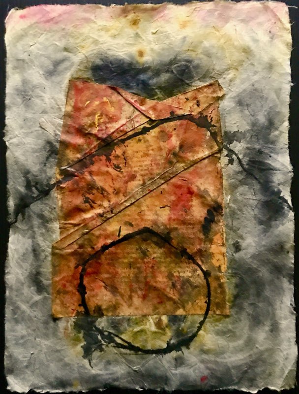 P18-49; mei 2018;collage/acryl op rijstpapier; (24 x 32 cm)